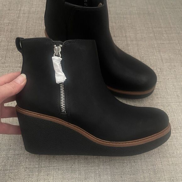 DR. SCHOLL’S Amber Wedge Ankle Bootie Size 9 Black NEW Casual Comfort Career - Picture 2 of 10
